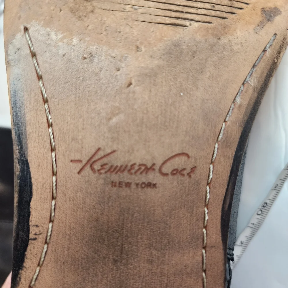 Kenneth Cole Black Leather Knee High Boots Flats Stretch Calf Womens Size 8.5